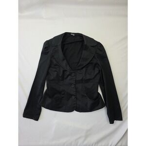 JKLA California Jacket Womens Large Black 3 Button Pockets Casual Office Y2K